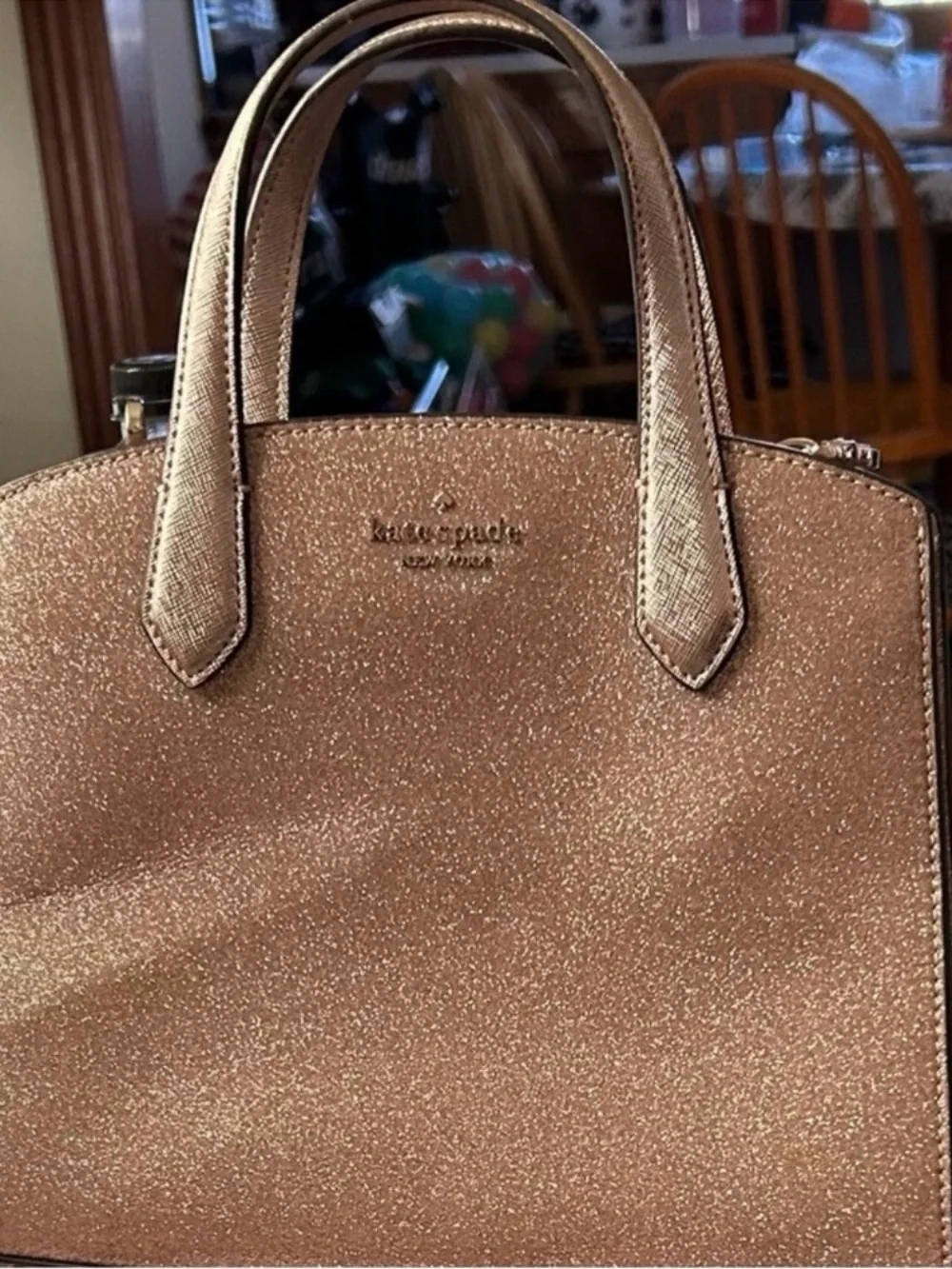 kate spade Rose Gold Glitter Dome Satchel Bag